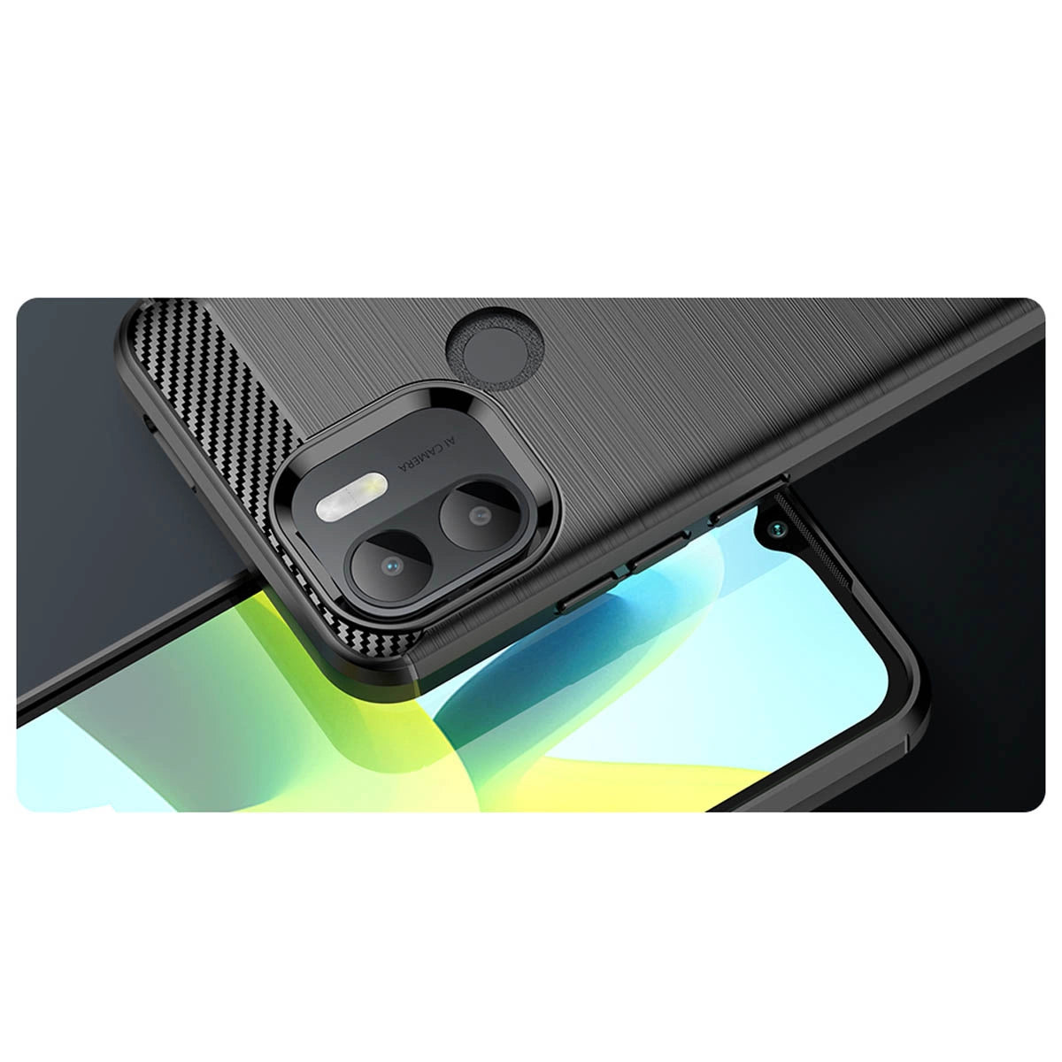 Carbon Case til Xiaomi Redmi A1+ fleksibelt silikone carbon cover sort