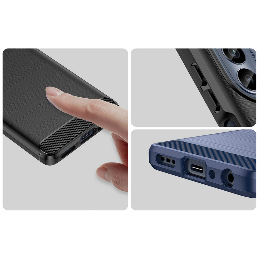 Carbon Case til Motorola Moto G62 5G fleksibelt silikone carbon cover sort