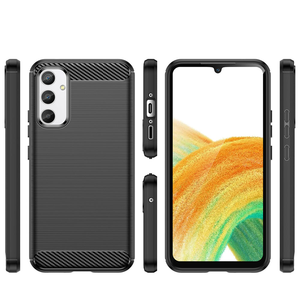 Carbon Case til Realme 10 Pro fleksibelt silikone carbon cover sort