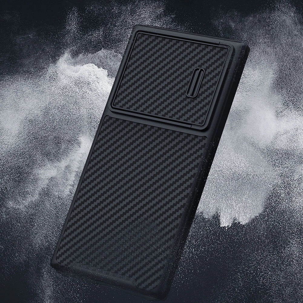 Nillkin Syntetisk Fiber S Case til Samsung Galaxy S23 Ultra, kamera cover, sort