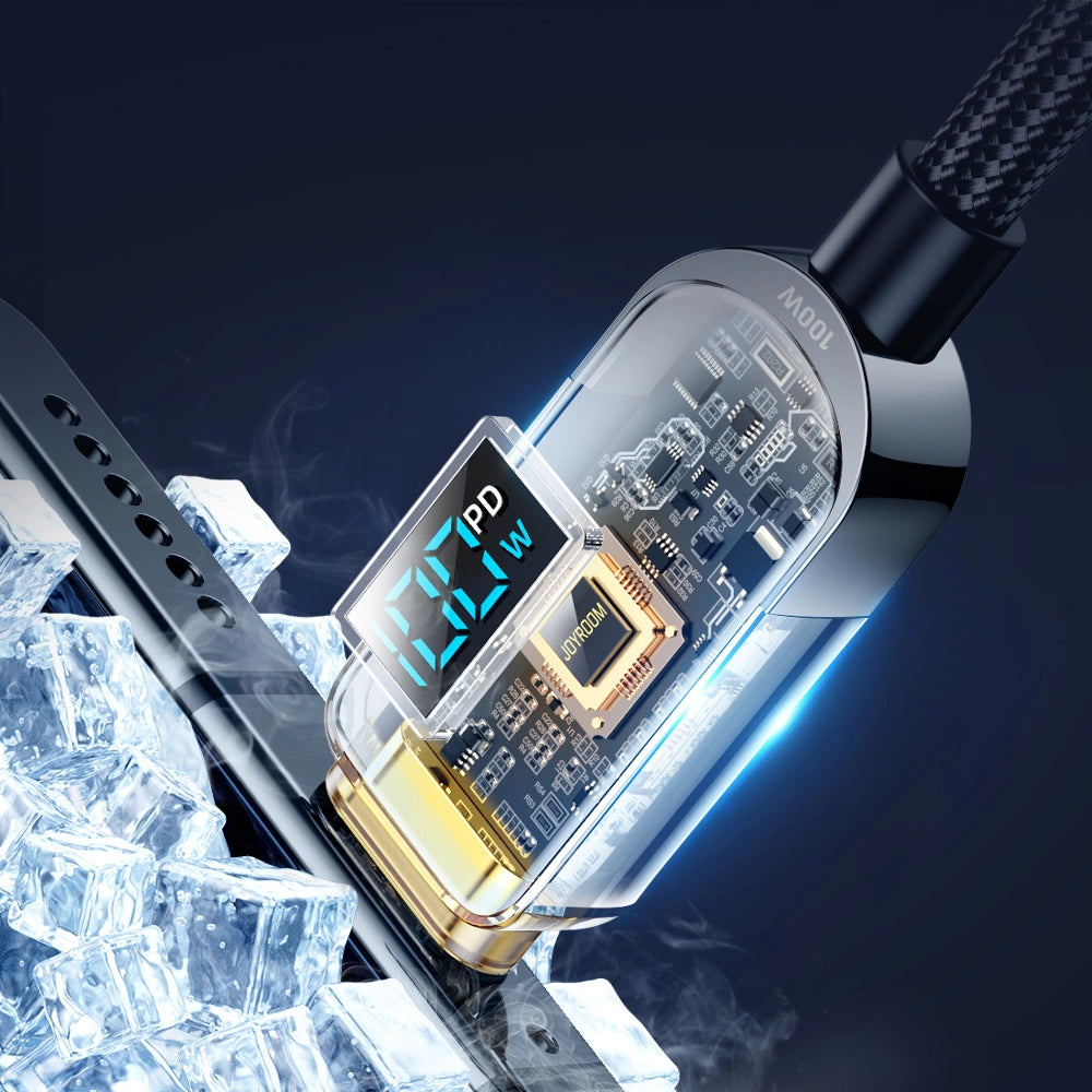 Joyroom A4 USB-C / USB-C 100W 1,2 m Kabel med skærm - sort