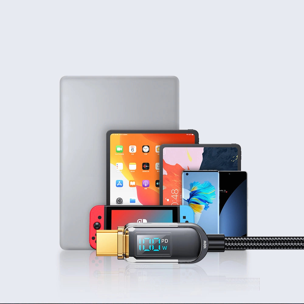 Joyroom A4 USB-C / USB-C 100W 1,2 m Kabel med skærm - sort