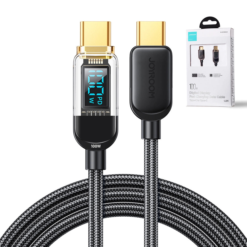 Joyroom A4 USB-C / USB-C 100W 1,2 m Kabel med skærm - sort