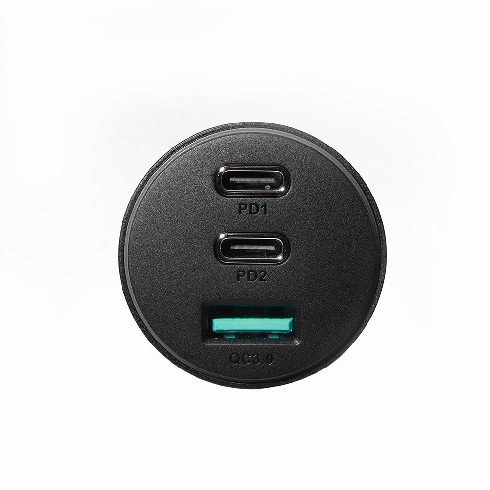 Joyroom biloplader 70W med 3 porte: USB, 2 x USB C sort (JR-CL26)