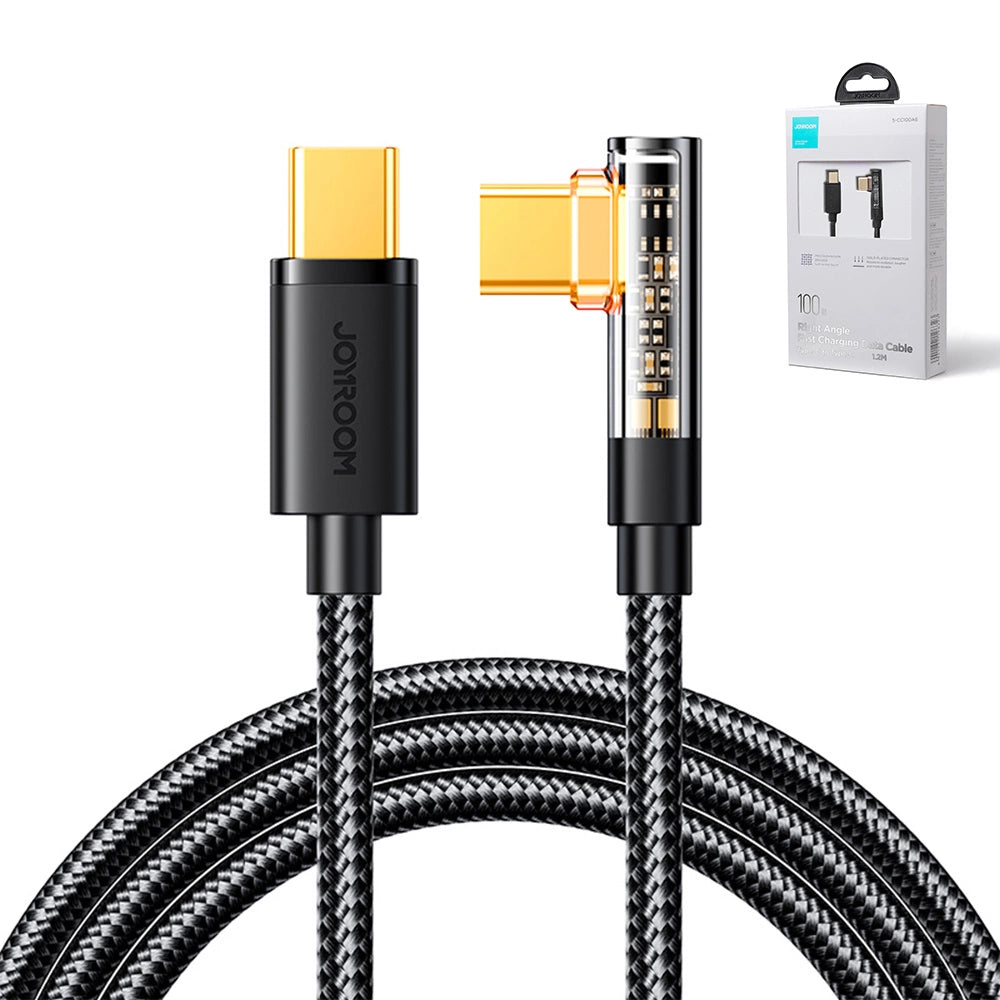 Joyroom Gaming Cable S-CC100A6 USB-C (vinklet) / USB-C (ret) 100W 1,2m - sort