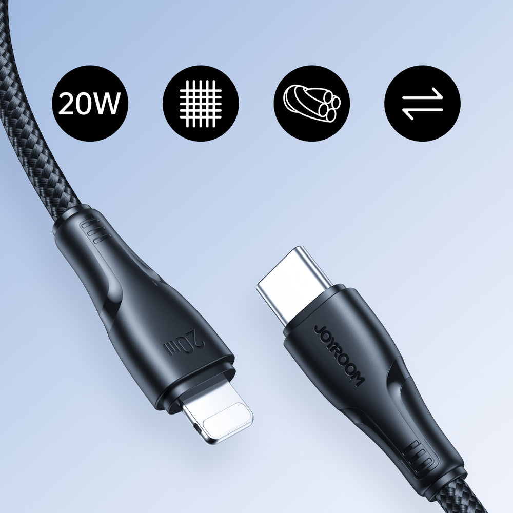 Joyroom Surpass Series A11 Lightning / USB-C 20W 1,2 m kabel - sort