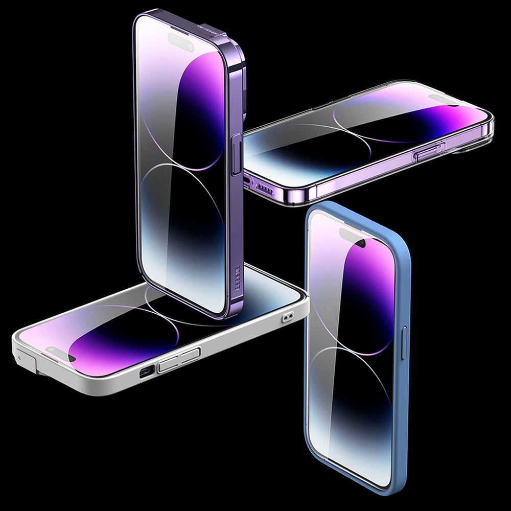 Baseus Full Screen Tempered Glass til iPhone 14 Pro Max med Anti Blue Light Filter og 0.3mm Speaker Cover + Mounting Frame