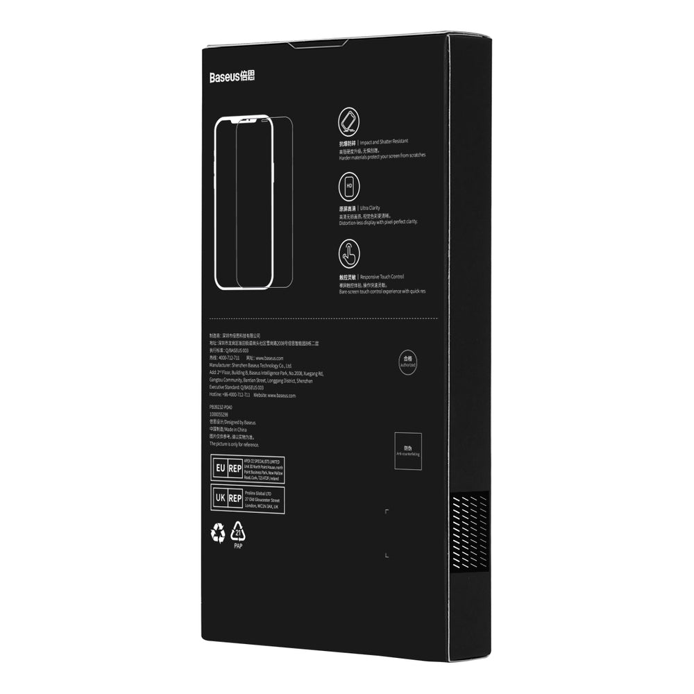 Baseus Full Screen Tempered Glass til iPhone 14 Pro Max med Anti Blue Light Filter og 0.3mm Speaker Cover + Mounting Frame