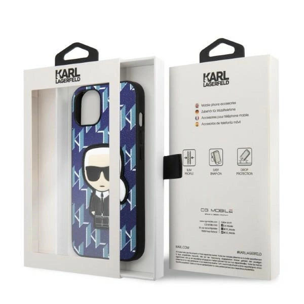 Karl Lagerfeld KLHCP13SPMNIKBL iPhone 13 mini 5.4" Hardcase blå/blå Monogram Ikonik Patch