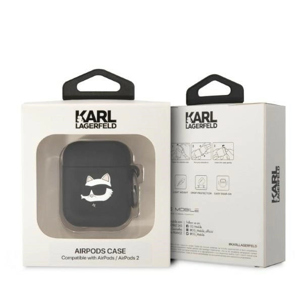 Karl Lagerfeld KLA2RUNCHK AirPods 1/2 cover sort/sort Silicone Choupette Head 3D