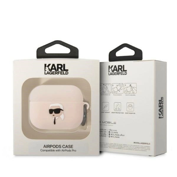 Karl Lagerfeld KLAPRUNIKP AirPods Pro cover lyserød/rosa Silicone Karl Head 3D