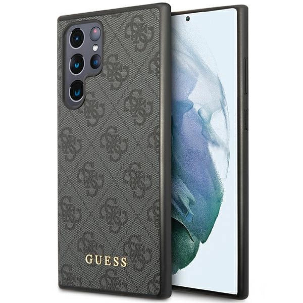 Guess GUHCS23LG4GFGR S23 Ultra S918 grå/grå hardcase 4G Metal Gold Logo