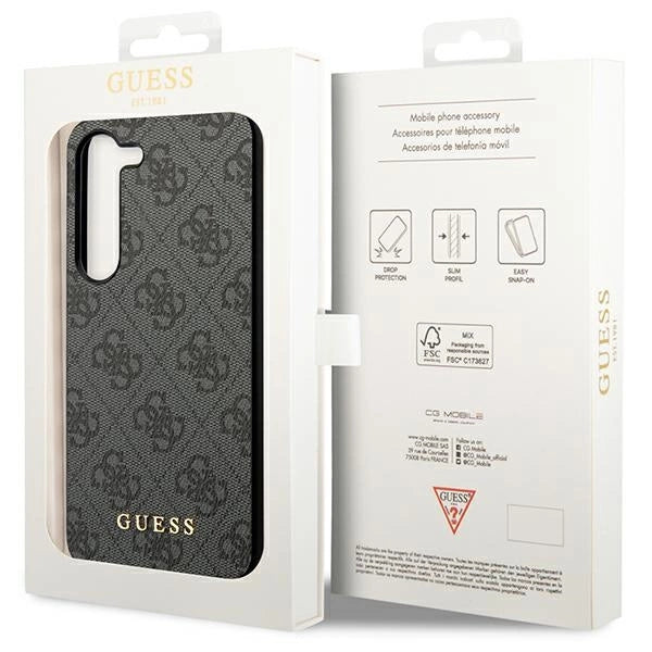 Guess GUHCS23SG4GFGR S23 S911 grå/grå hardcase 4G Metal Gold Logo