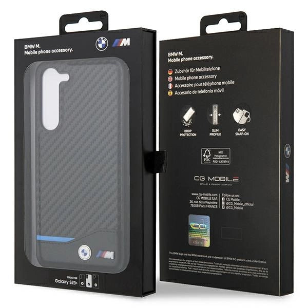BMW Leather Carbon-foder for Samsung Galaxy S23+ - sort