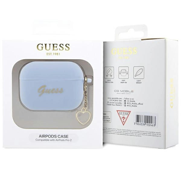 Guess GUAP2LSCHSB AirPods Pro 2 cover blå/blå Silicone Charm Heart Collection