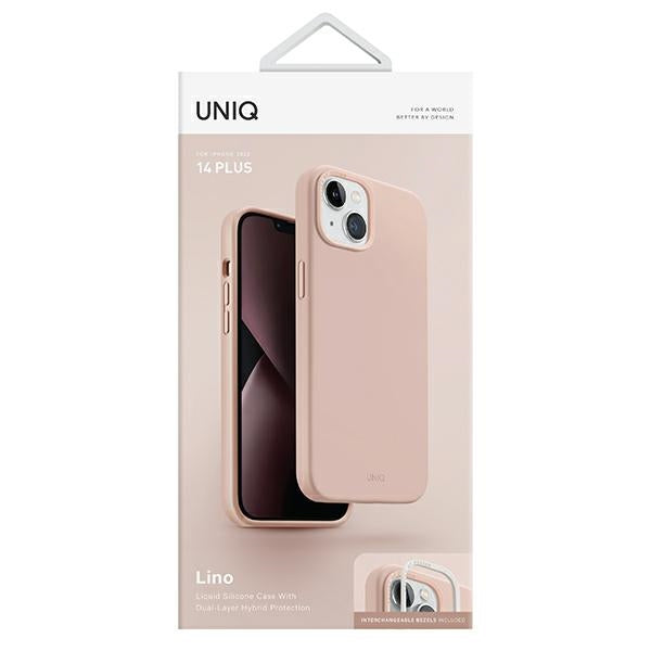 Uniq Lino-hylster til iPhone 14 Plus - pink