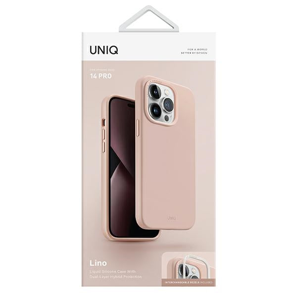 Uniq Lino-hylster til iPhone 14 Pro - pink