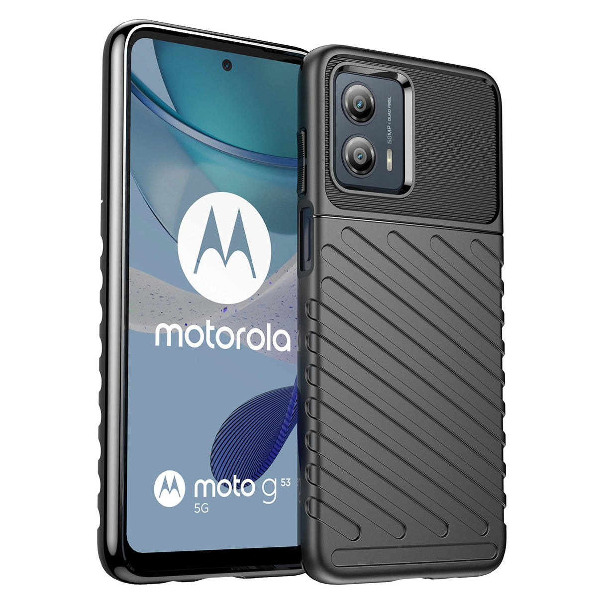 Thunder Case til Motorola Moto G53 silikone rustning case sort
