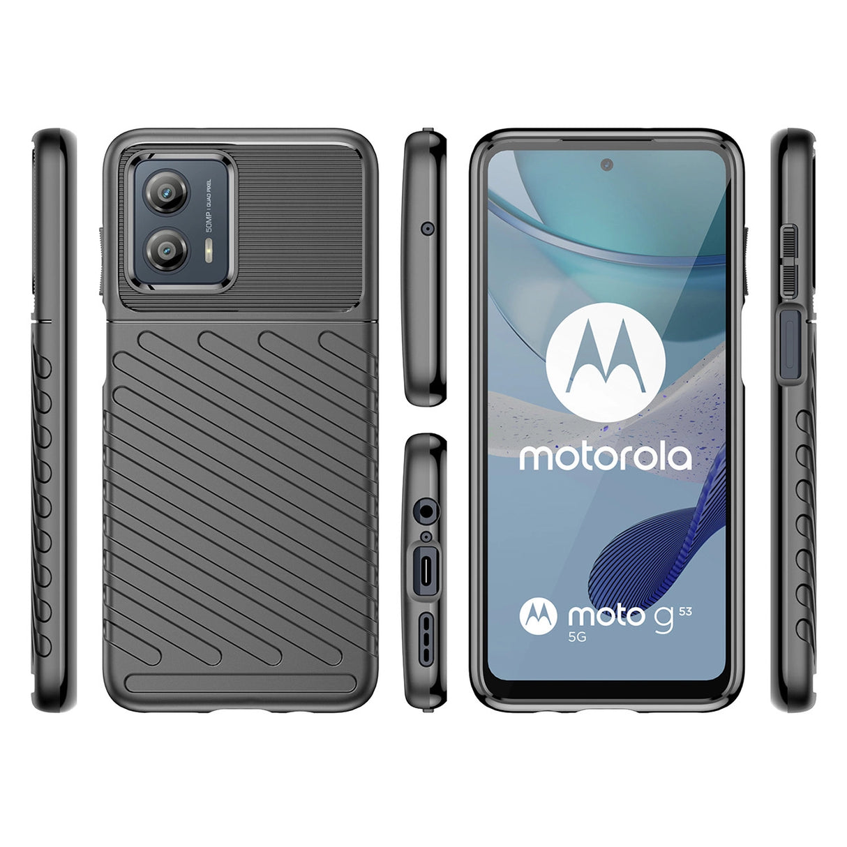 Thunder Case til Motorola Moto G53 silikone rustning case sort