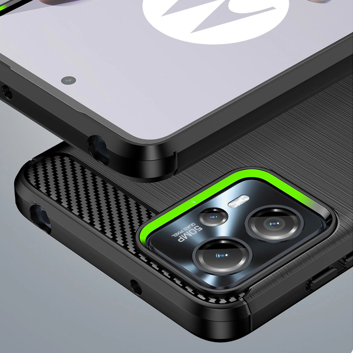 Carbon Case til Motorola Moto G13 fleksible silikone carbon cover sort