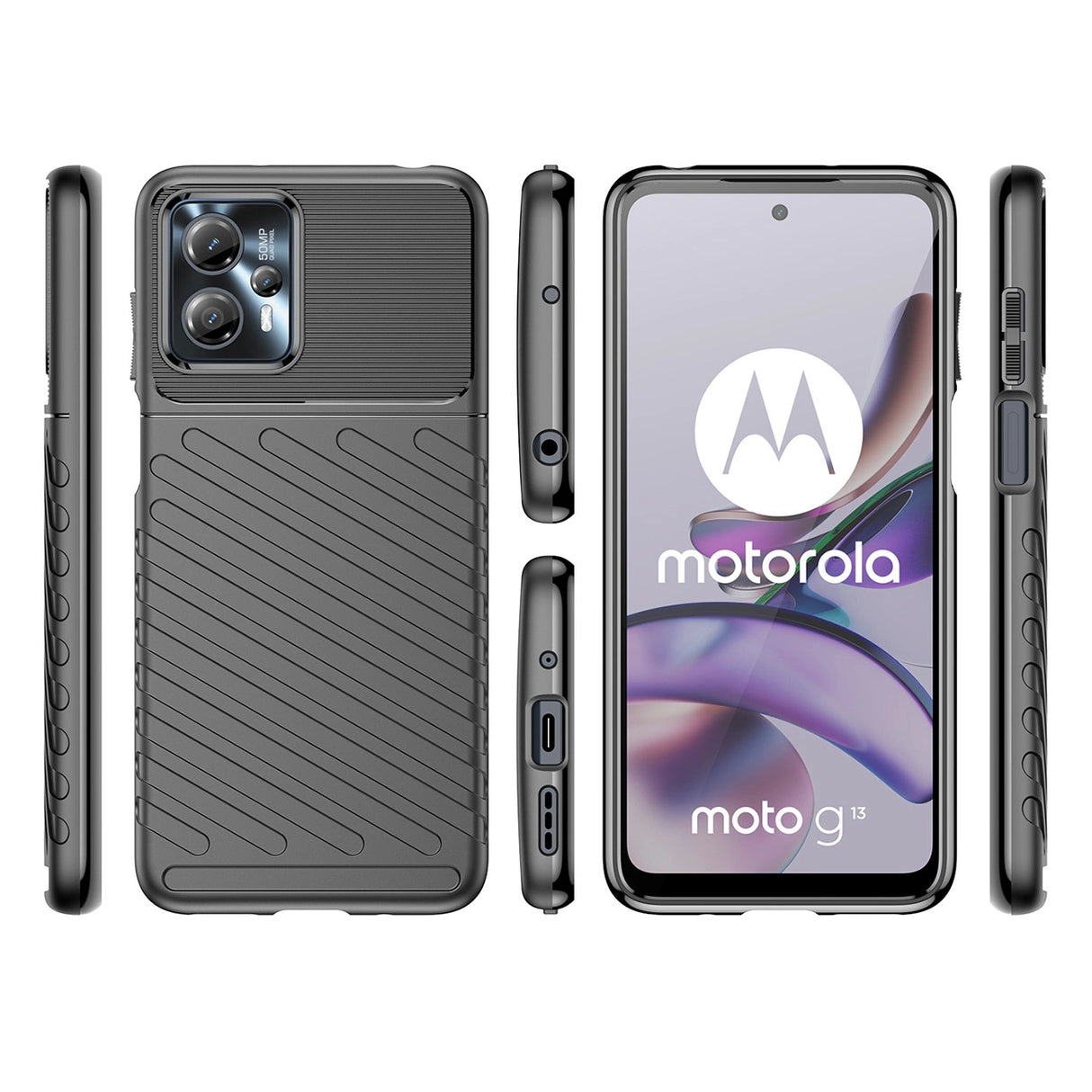 Thunder Case til Motorola Moto G13 silikone rustning case sort