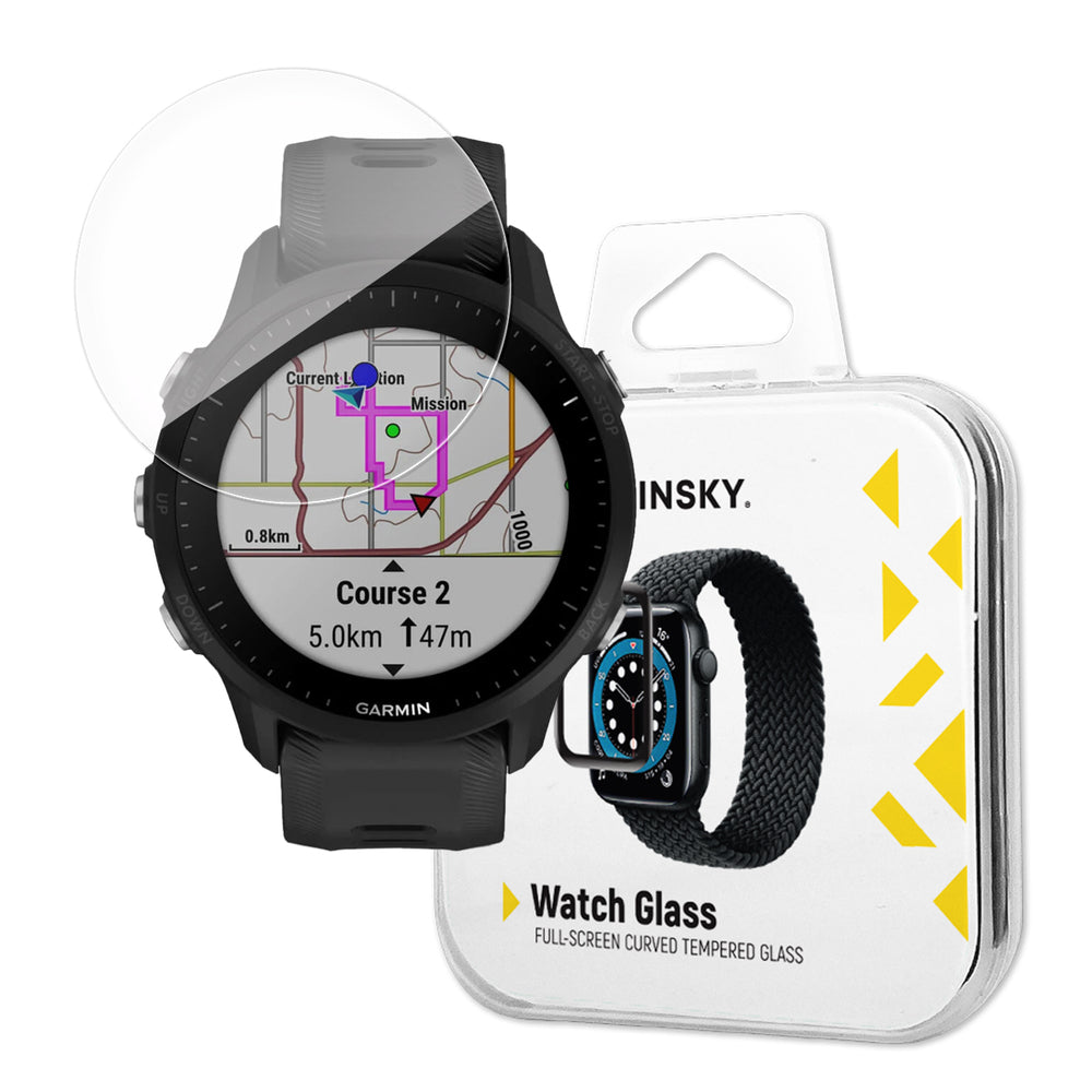 Wozinsky Full Glue Temperet Glas Temperet Glas Til Garmin Forerunner 955 9H Full Screen Full Cover Med Sorte Ramme