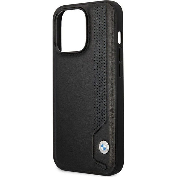 Case BMW BMHCP14L22RBDK iPhone 14 Pro 6.1" sort/sort hårdkasse Læder Blå prikker