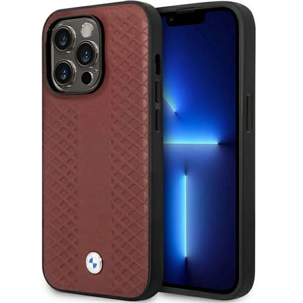 Case BMW BMHCP14L22RFGR iPhone 14 Pro 6.1 Burgundy/burgundy læder diamant mønster