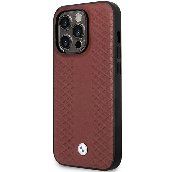 Case BMW BMHCP14L22RFGR iPhone 14 Pro 6.1 Burgundy/burgundy læder diamant mønster
