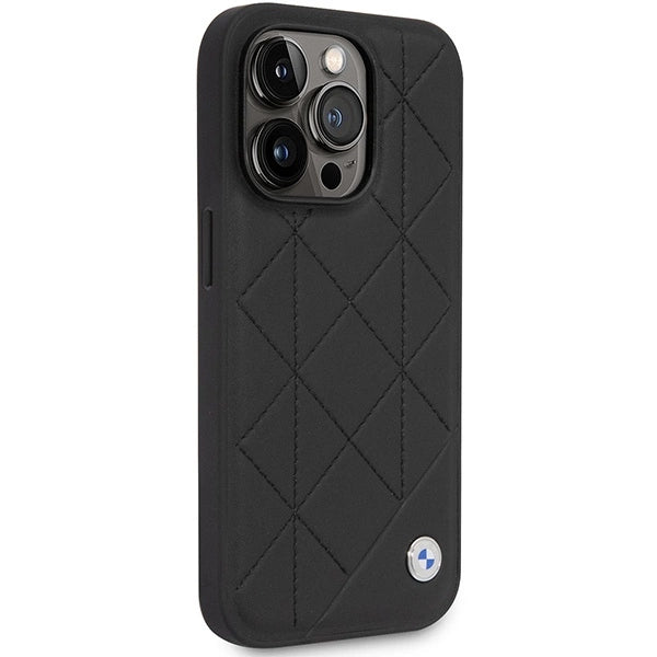 Case BMW BMHCP14L22RQDK iPhone 14 Pro 6.1" sort/sort Ledret Quilted
