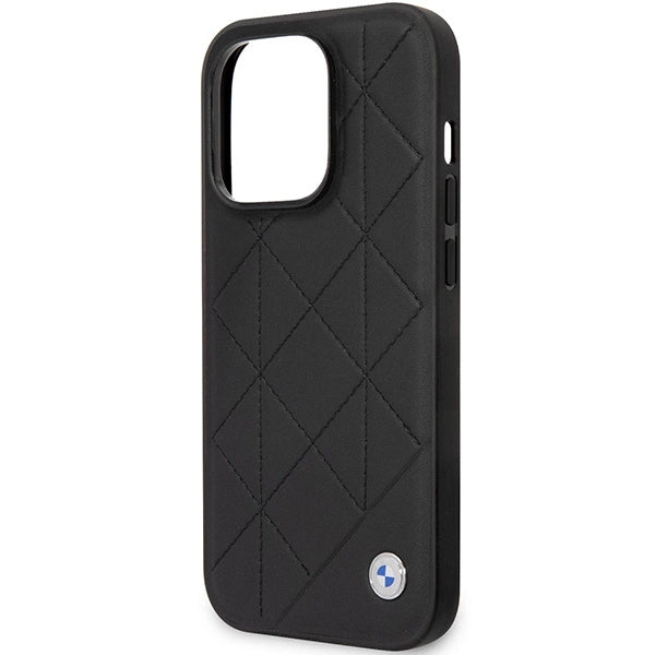 Case BMW BMHCP14L22RQDK iPhone 14 Pro 6.1" sort/sort Ledret Quilted