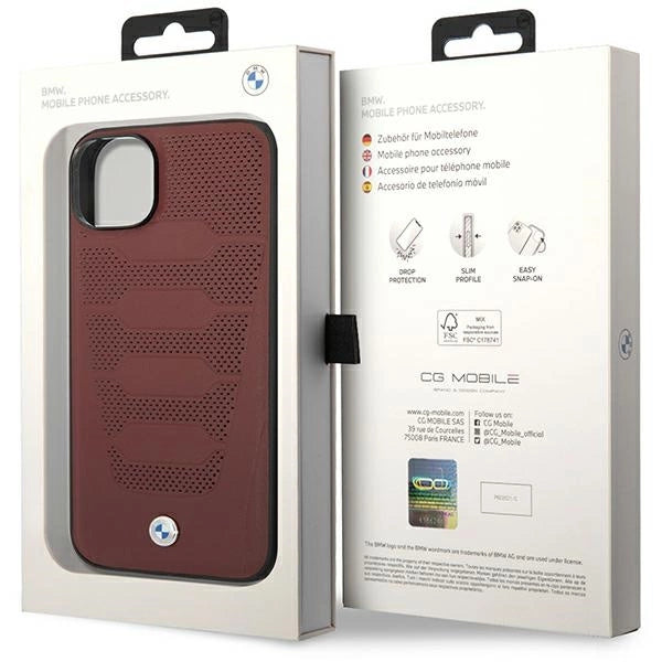 Case BMW BMHCP14S22RPSR iPhone 14 6,1" bordeaux/bordeaux læder sæder mønster