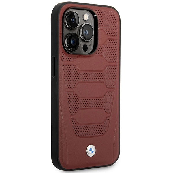 Case BMW BMHMP14L22RPSR iPhone 14 Pro 6.1 Burgundy/burgundy læder sæder mønster MagSafe