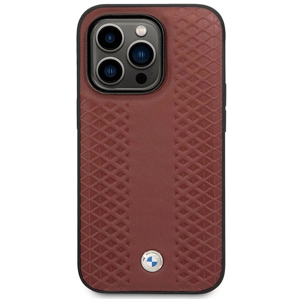 Case BMW BMHMP14X22RFGR iPhone 14 Pro Max 6,7" Burgundy/burgundy læder Diamond mønster MagSafe