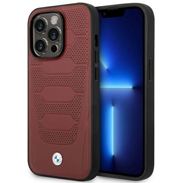 Case BMW BMHMP14X22RPSR iPhone 14 Pro Max 6.7 Burgundy/burgundy læder sæder mønster MagSafe