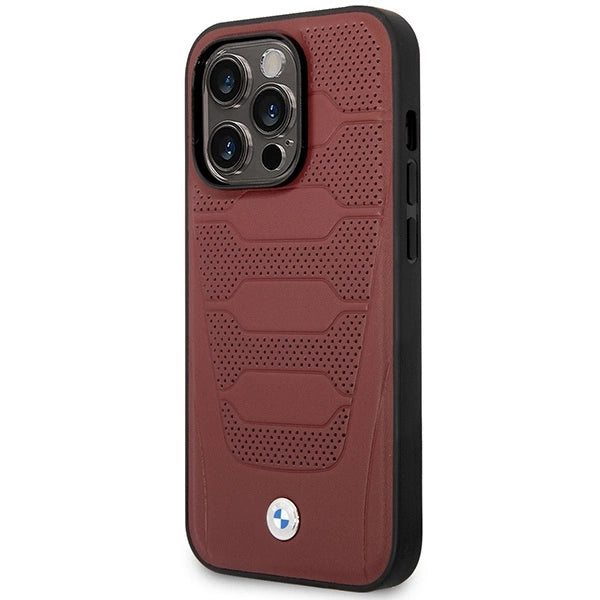 Case BMW BMHMP14X22RPSR iPhone 14 Pro Max 6.7 Burgundy/burgundy læder sæder mønster MagSafe