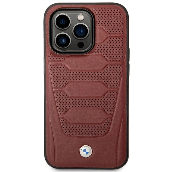 Case BMW BMHMP14X22RPSR iPhone 14 Pro Max 6.7 Burgundy/burgundy læder sæder mønster MagSafe