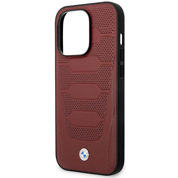 Case BMW BMHMP14X22RPSR iPhone 14 Pro Max 6.7 Burgundy/burgundy læder sæder mønster MagSafe
