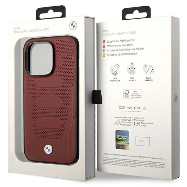 Case BMW BMHMP14X22RPSR iPhone 14 Pro Max 6.7 Burgundy/burgundy læder sæder mønster MagSafe