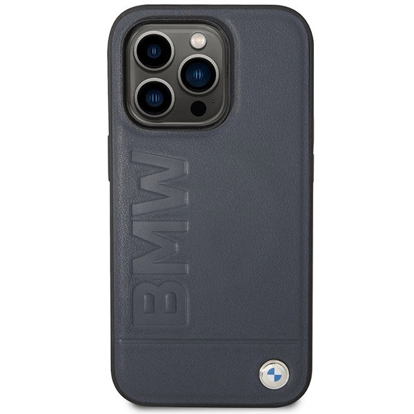 Case BMW BMHMP14XSLLNA iPhone 14 Pro Max 6.7" marine/navy hardcase læder Hot Stamp MagSafe