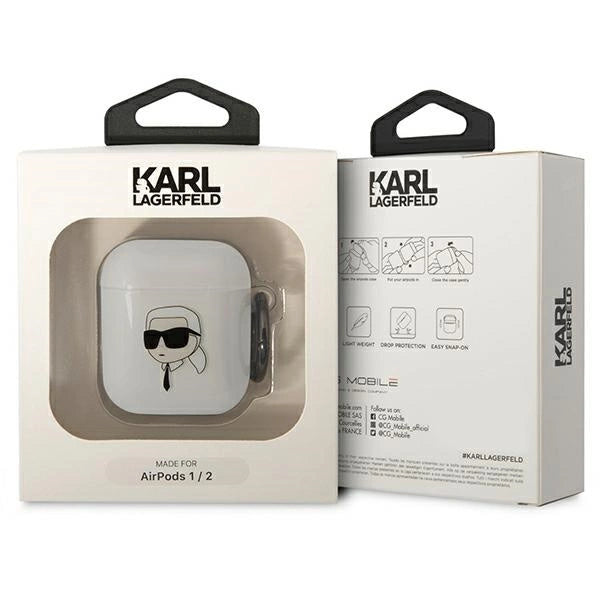 Karl Lagerfeld KLA2HNIKTCT AirPods 1/2 cover gennemsigtigt Karlons hoved