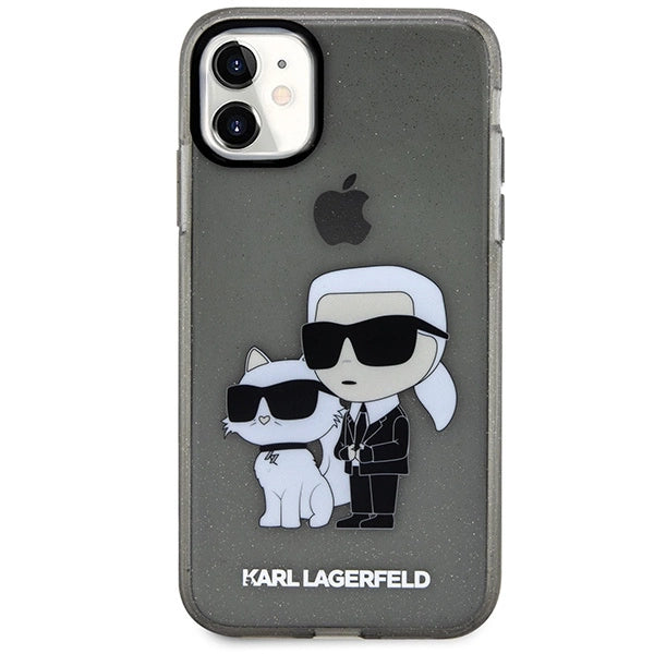 Karl Lagerfeld KLHCN61HNKCTGK iPhone 11 / Xr 6.1" sort/sort hardcase Gliter Karl&Choupette
