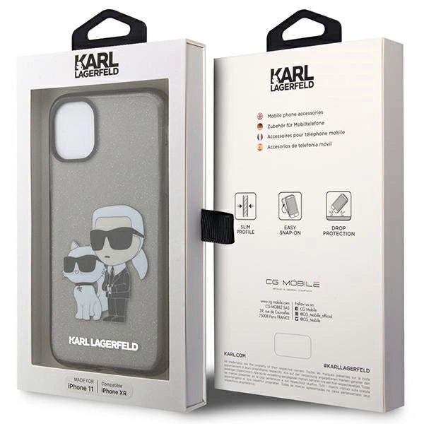 Karl Lagerfeld KLHCN61HNKCTGK iPhone 11 / Xr 6.1" sort/sort hardcase Gliter Karl&Choupette