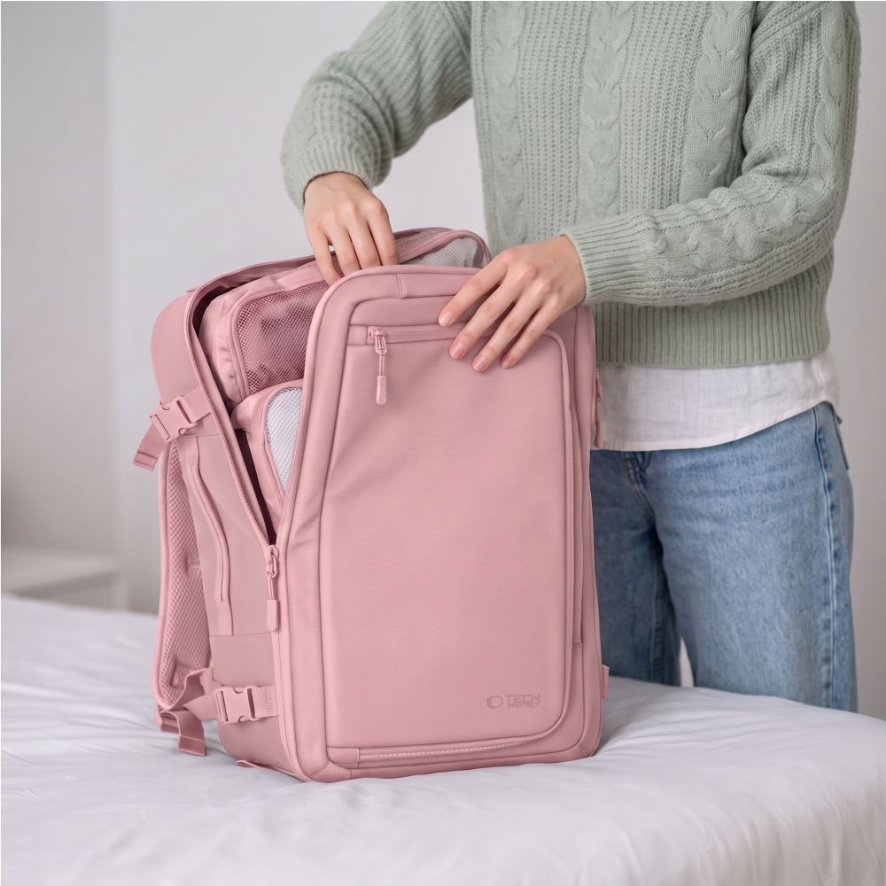 Tech Protect Defender S50 Ryanair & Wizzair Rejse Laptop Rygsæk 20 L 40x20x25 Dusty Pink