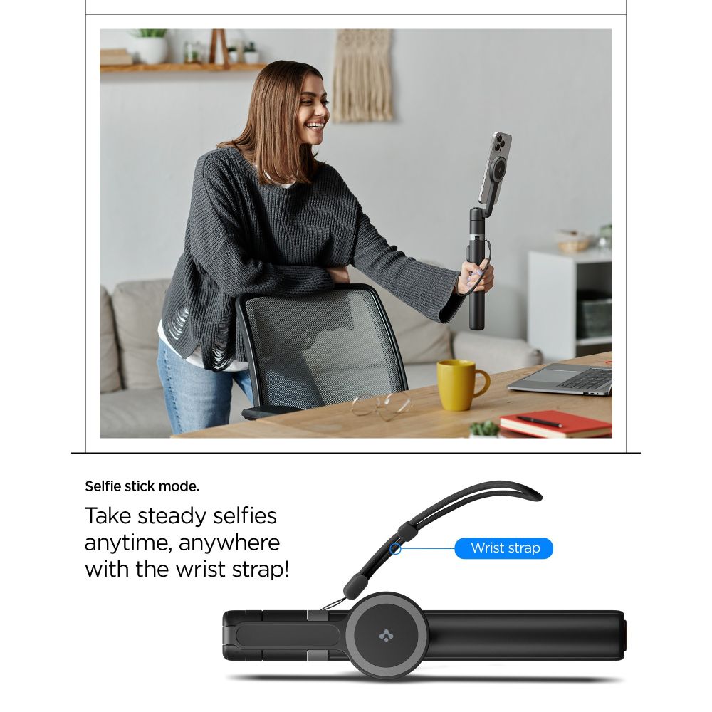 Spigen S581 W Magsafe Bluetooth Selfie Stick Stativ Sort