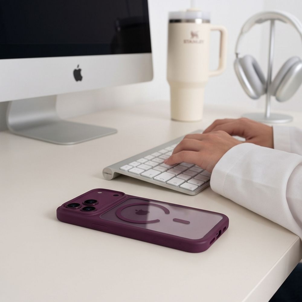 Tech Protect Magone Magsafe Cc + Glas 2 Pak Iphone 17 Pro / 18 Pro Burgundy/Clear