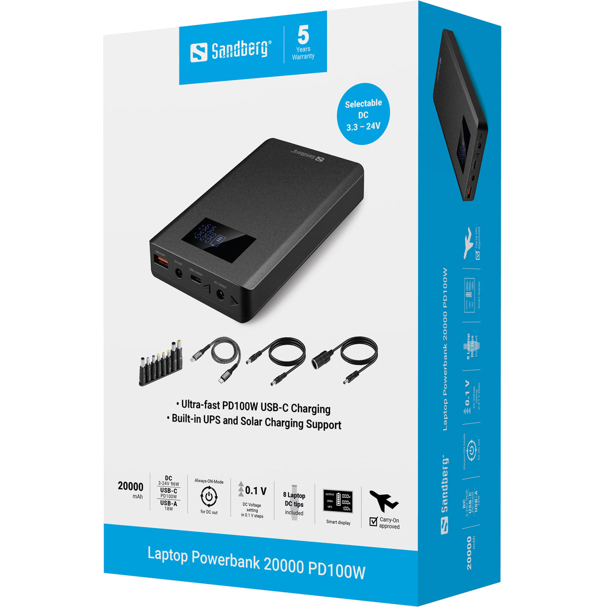 SANDBERG Laptop Powerbank 20000 PD100W