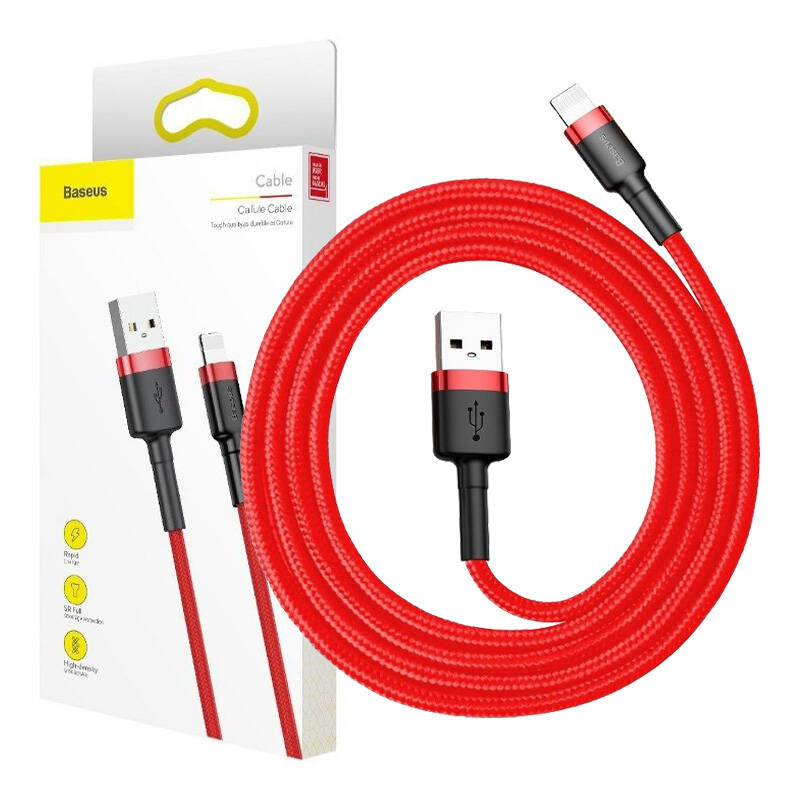 Baseus Cafule USB Lightning kabel 2,4 A 1 m (sort + rød)