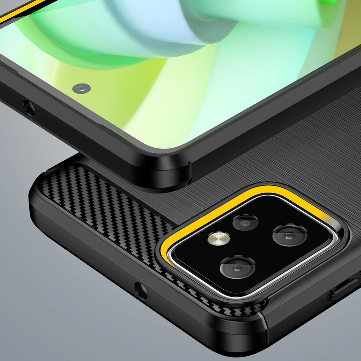 Carbon Case til Motorola Moto G Power 2023 fleksibelt silikone carbon cover sort