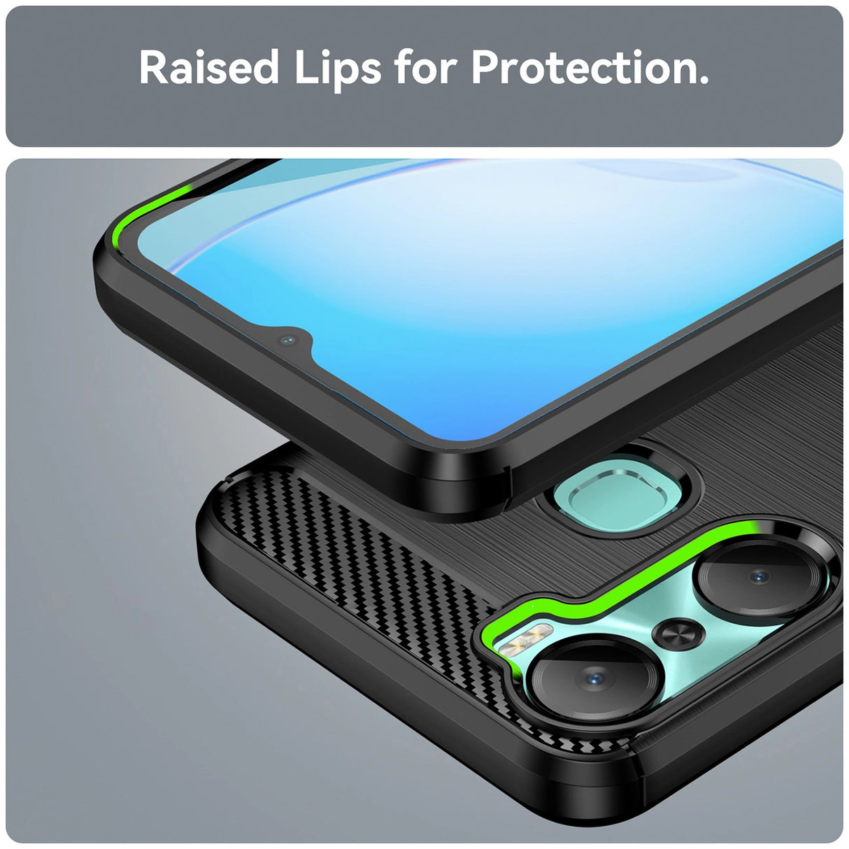 Carbon Case til Infinix Hot 12 Pro med fleksibelt silikone carbon cover sort